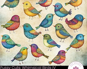Whimsical Birds IV Fussy Cuts: Junk Journal Ephemera (Digital Download)