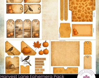 Fall Ephemera Pack: Junk Journal Printables, Pumpkin & Leaf Fussy Cuts (Digital Download)