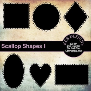 Scallop Shapes I: Digital Scrapbook Templates (PNG, CSH)