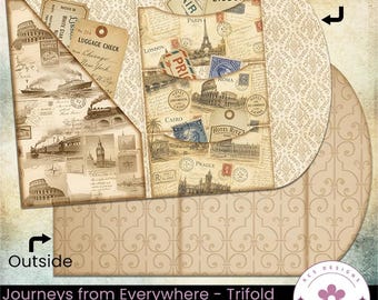 Journeys from Everywhere Folio Kit, Travel and Postal Theme, Ephemera (Digital Download)