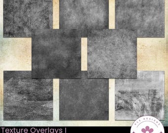 Texture Overlays I: Digital Paper, Grayscale, Grunge (Digital Download)