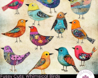 Whimsical Birds I Fussy Cuts: Junk Journal Ephemera (Digital Download)