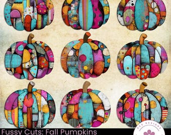 Fall Pumpkin Fussy Cuts: Junk Journal Ephemera (Digital Download, PDF/PNG Files)