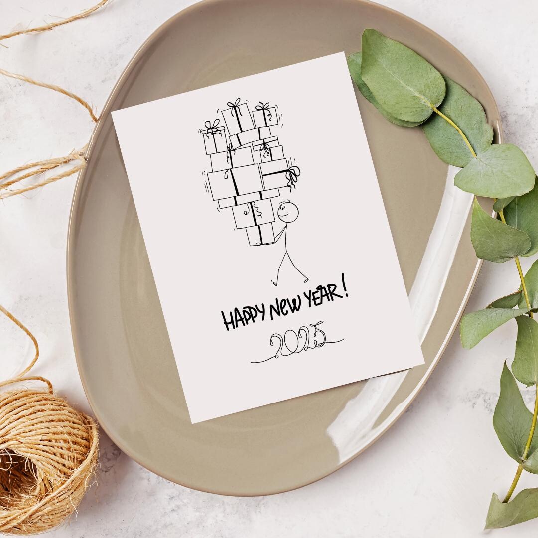 2025 New Year Digital Greeting Card Instant Download Simple and Elegant
