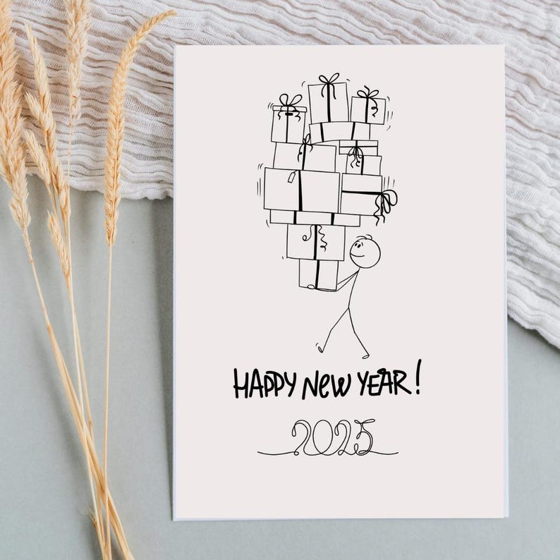 2025 New Year Digital Greeting Card Instant Download Simple and Elegant