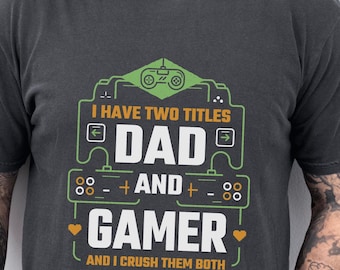Camiseta Comfort Colors Dad Gamer Presente engraçado para o dia dos pais para amantes de videogame Camiseta retrô legal para jogos de console e pais jogadores de PC
