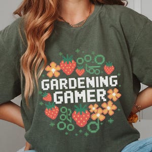 Maglietta da giocatore con scritta &quot;Giardinaggio&quot; Merchandise da giocatore accogliente Colori comodi Regali da giocatore per lei Felpa kawaii Maglietta da giocatore carina Abbigliamento da gioco
