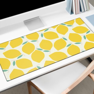 Lemon Desk Mat XL Mouse Pad Cute Amalfi Summer Print for Office or Home Decor Work from Home Aesthetic Gift for Her or Teacher Coworker