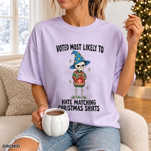 Most Likely To Hate Matching Christmas Shirts, Funny Family Christmas Tee, Skeleton Wizard Shirt, Christmas Sweatshirt