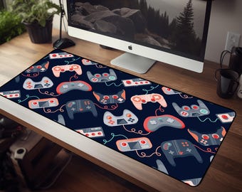 Retro Gaming Mat Controllers Desk Mat Large Mouse Pad Gamer Desk Accessory for Office and Gaming Setup Non-Slip Base Gift for Gamers