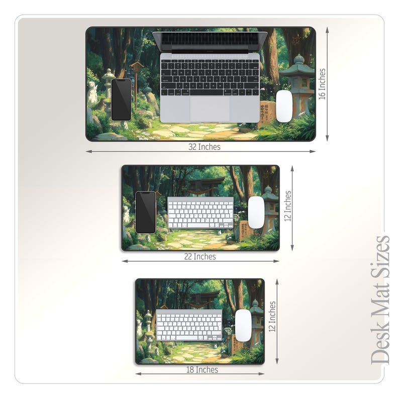 a computer mouse pad with a forest scene on it