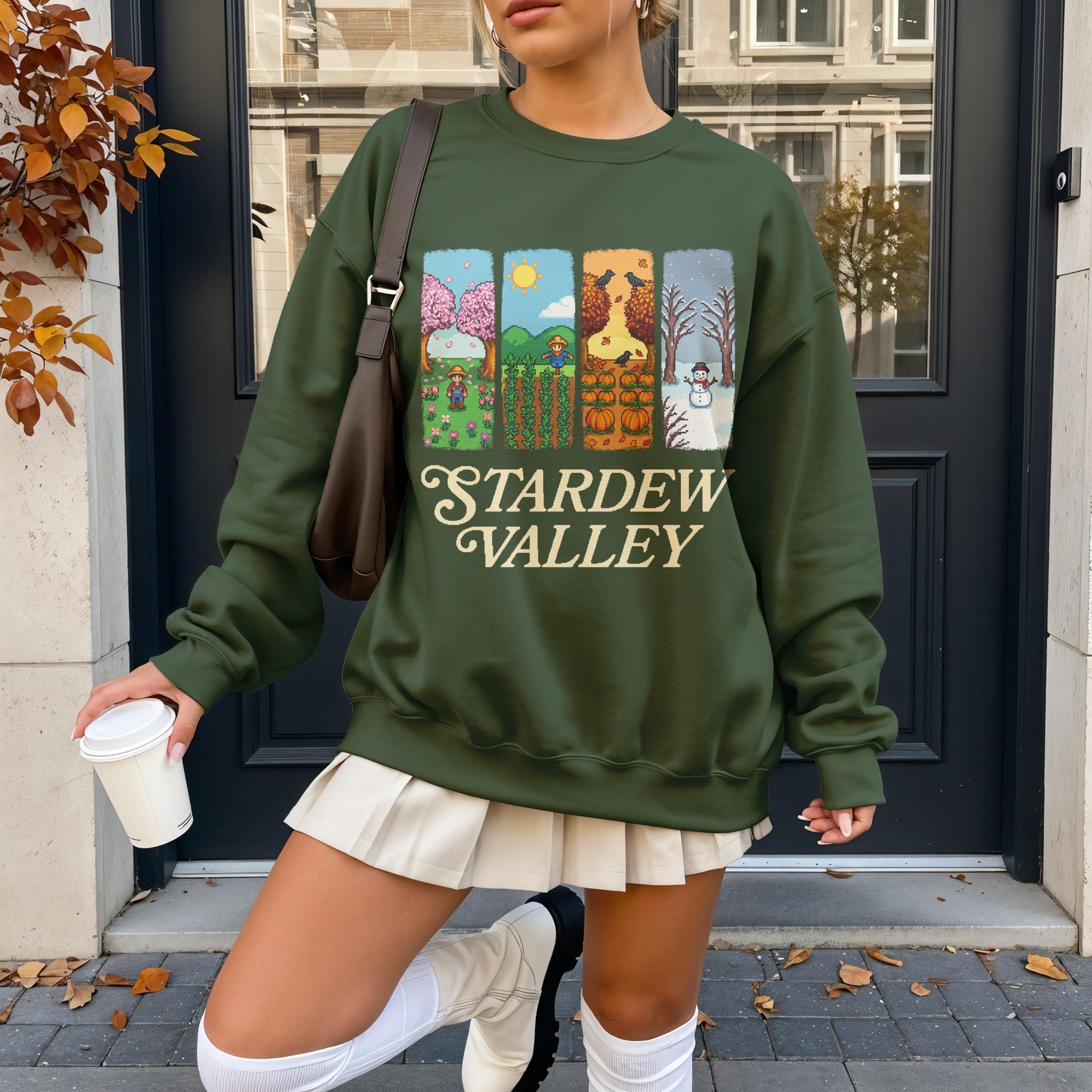 Farming Sim Merch Stardew Valley Shirt Sweatshirt, Seasons Pixel Art Tee, Cozy Gaming ...