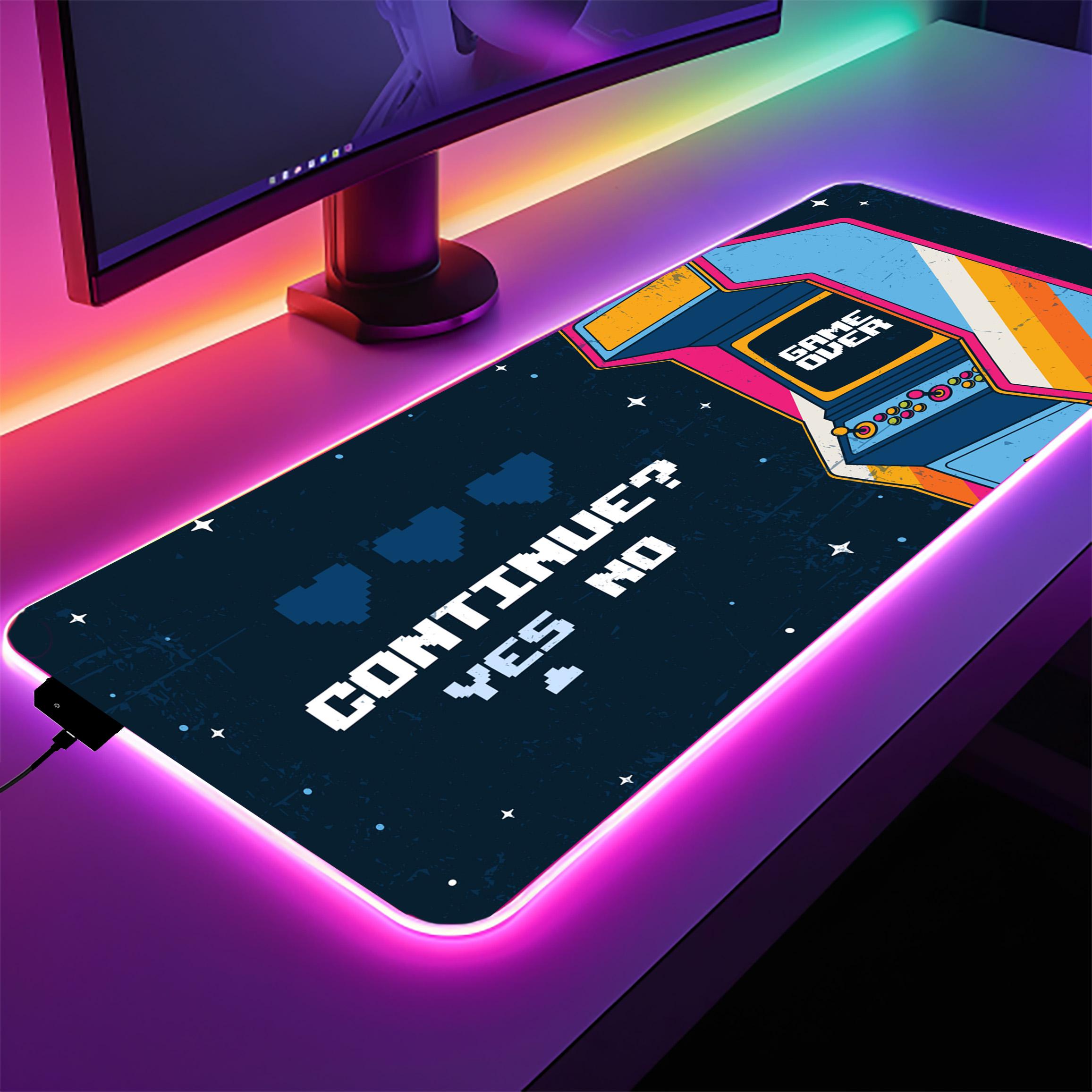 Retro Arcade Game Desk Mat Nostalgic Gamer Decor LED Mouse Pad Pixel ...