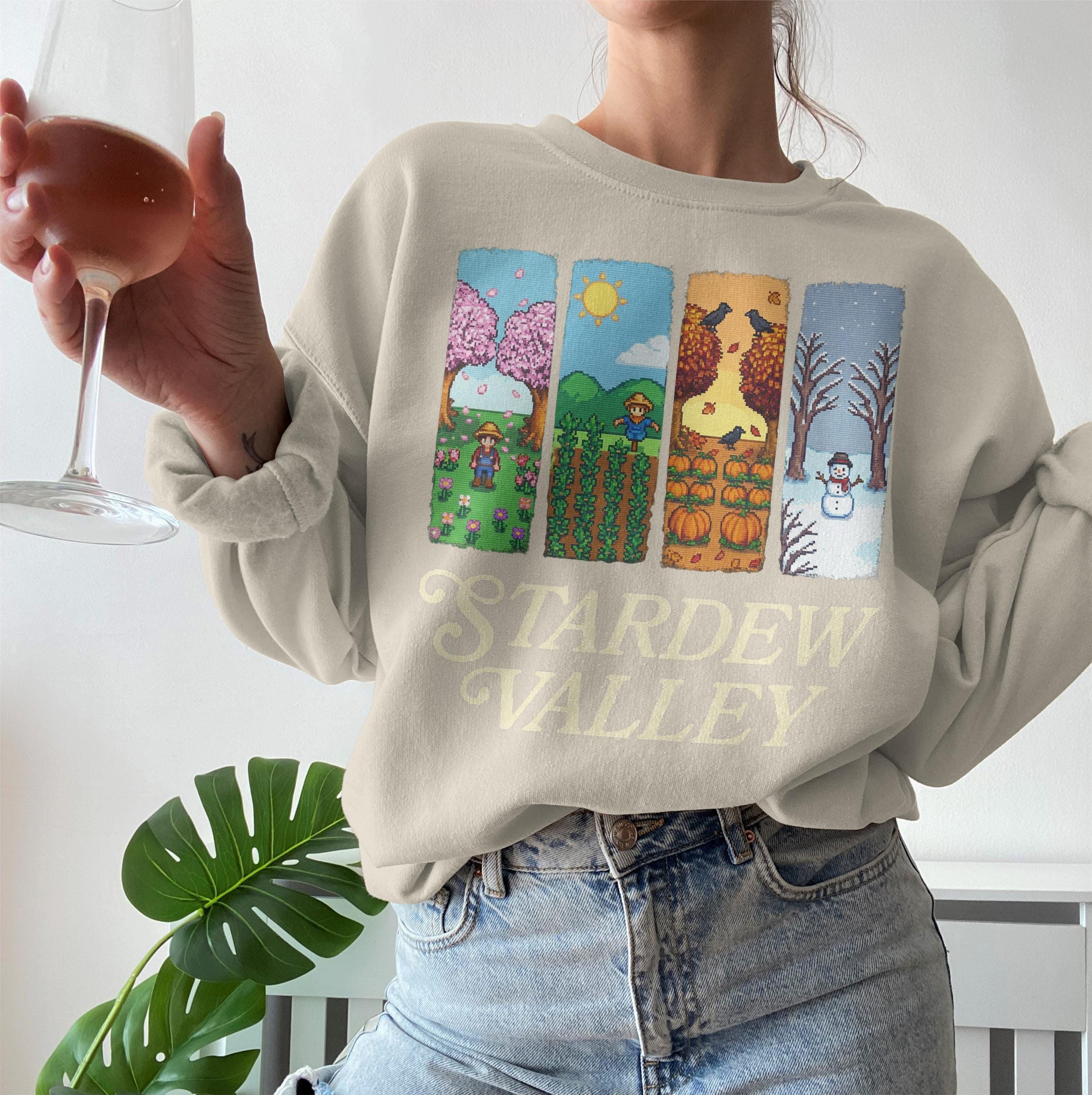 Farming Sim Merch Stardew Valley Shirt Sweatshirt, Seasons Pixel Art Tee, Cozy Gaming ...