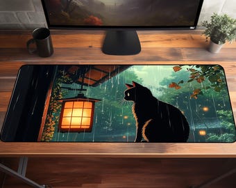Anime Desk Mat Cute Green Floral Ghibli Lofi Large Mouse pad Cottagecore Japanese Desk Mat Aesthetic Gamer Decor Cozy Workspace