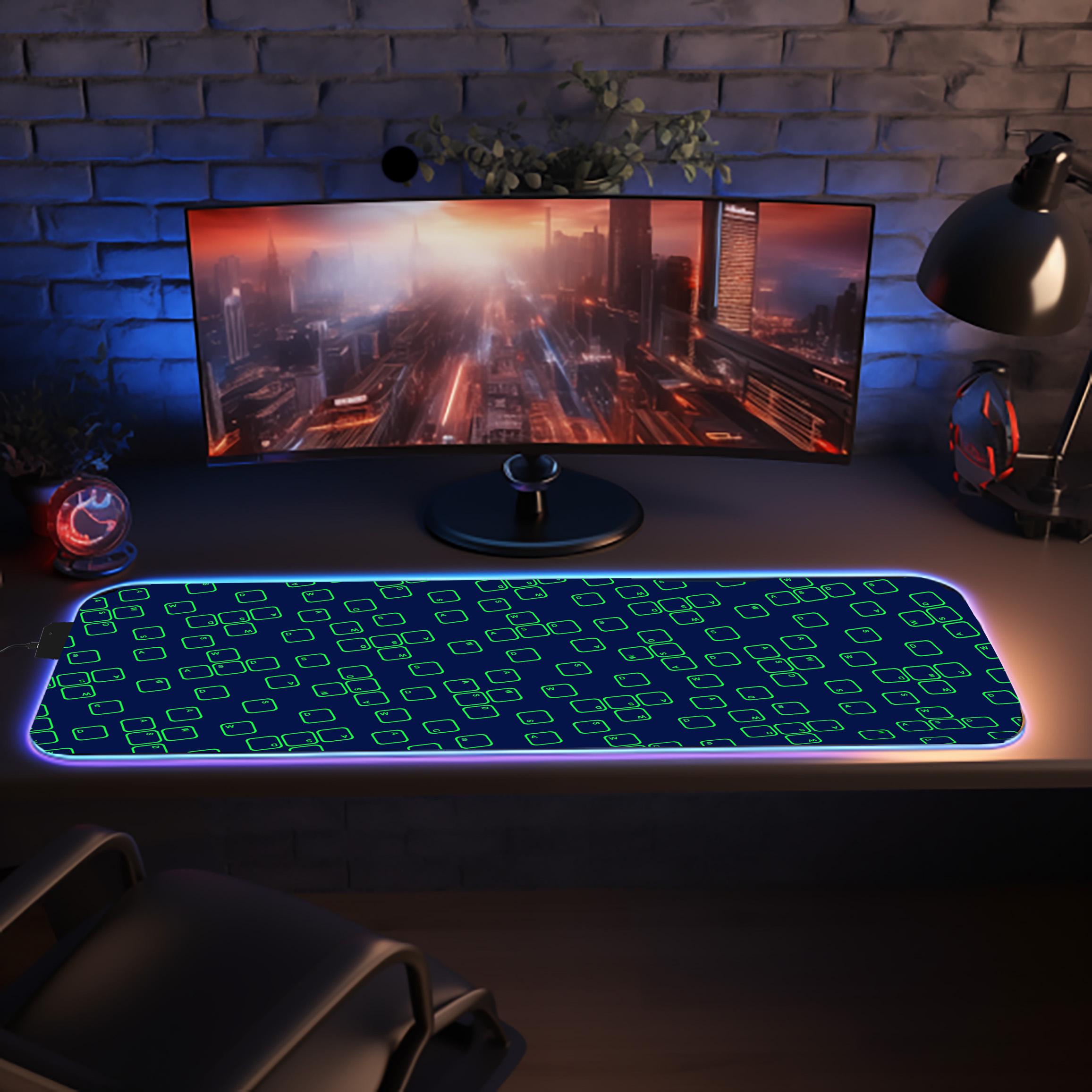 RGB Gaming Keyboard Desk Mat Large LED Mouse Pad With Non-slip Base for ...