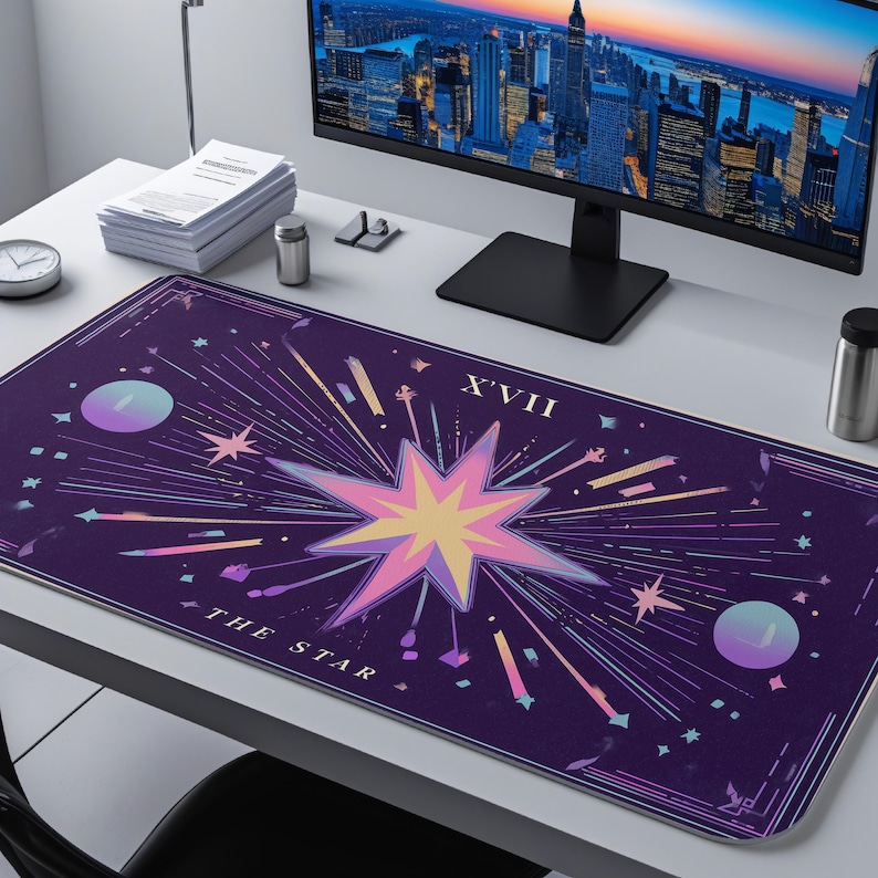The Star Tarot Card Large Desk Mat Celestial Witchy Mouse Pad for Home Office Aesthetic Gaming Setup and Tarot Lovers image 4