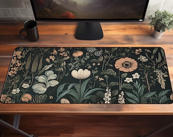 Cute Green Floral Green Desk Mat Aesthetic Cottagecore Kawaii Touch for Gaming & Workspace Decor - Perfect Gift!
