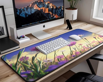 Cottagecore Anime Desk Mat kawaii desk mat Floral Design Aesthetic Workspace Decor Gaming Mouse Pad Gift for Gamers and Anime Lovers