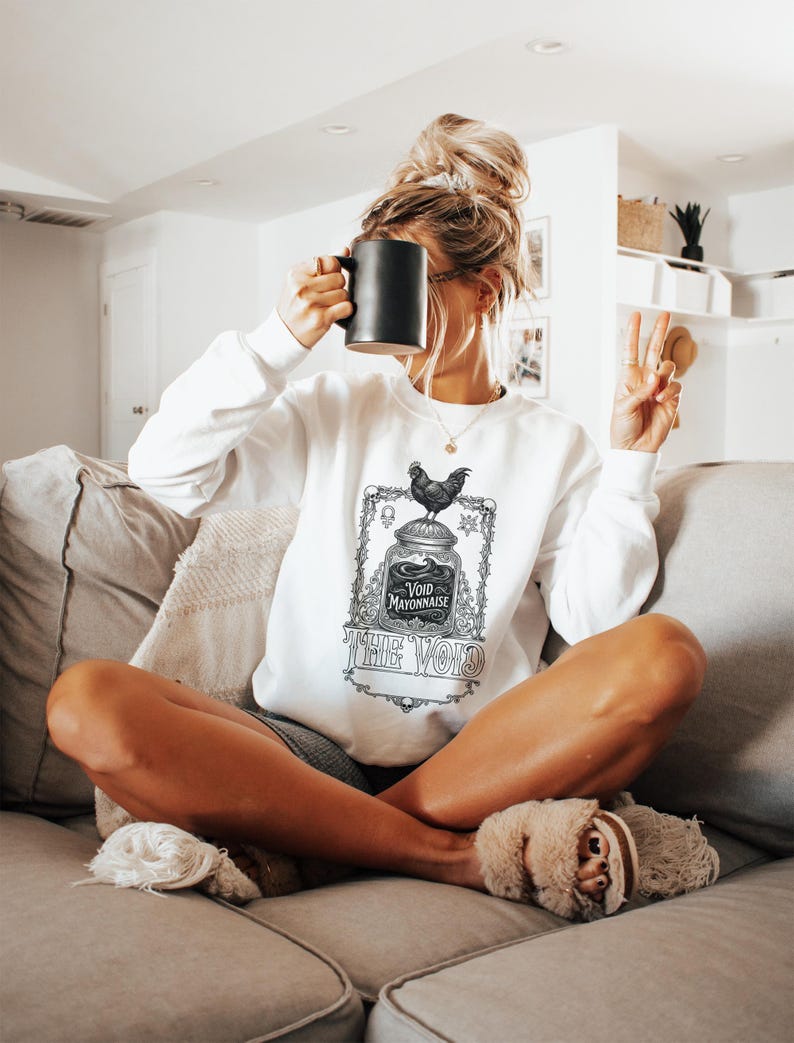 Funny Graphic Sweatshirt, Cozy Casual Wear, Unique Design, Coffee Lover Gift, Trendy Lounge Apparel, Quirky Casual Outfit