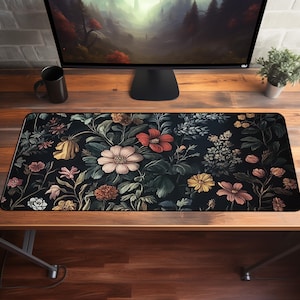Cute Green Floral Cottagecore Desk Mat Aesthetic Lofi Gaming Office Decor Perfect Gift for Gamers & Lovers