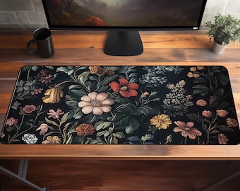 Cute Green Floral Cottagecore Desk Mat Aesthetic Lofi Gaming Office Decor Perfect Gift for Gamers & Lovers