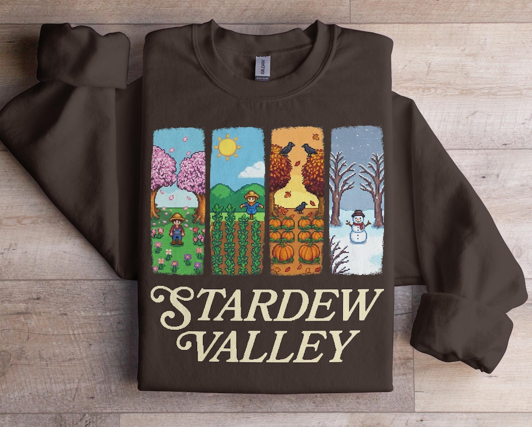 Farming Sim Merch Stardew Valley Shirt Sweatshirt, Seasons Pixel Art Tee, Cozy Gaming ...