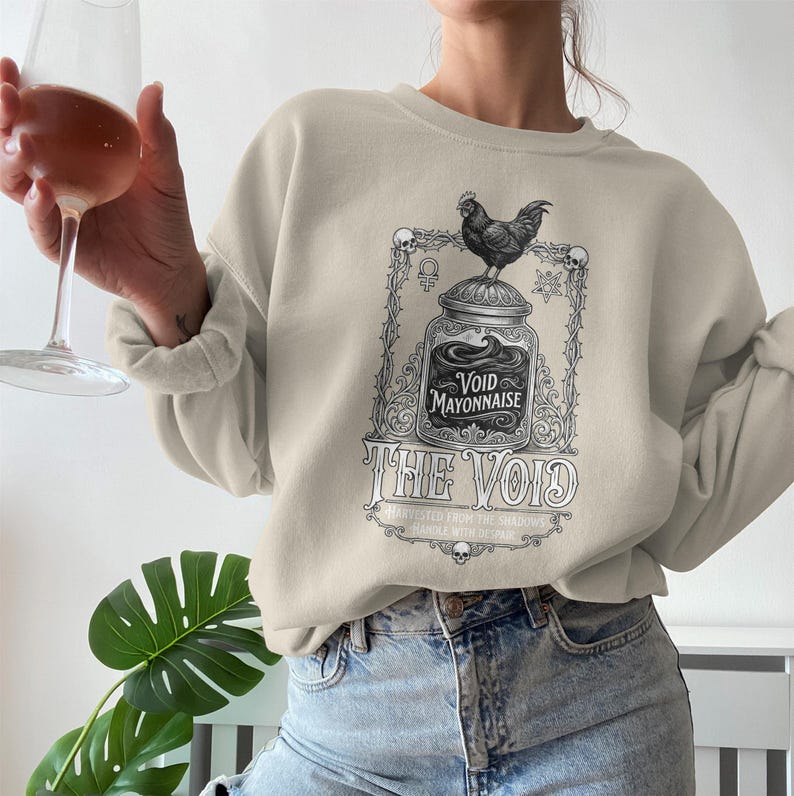 Void Mayonnaise The Void Sweatshirt, Gothic Aesthetic Pullover, Unique Graphic Crewneck, Trendy Casual Wear Gift Idea, Harvested from The