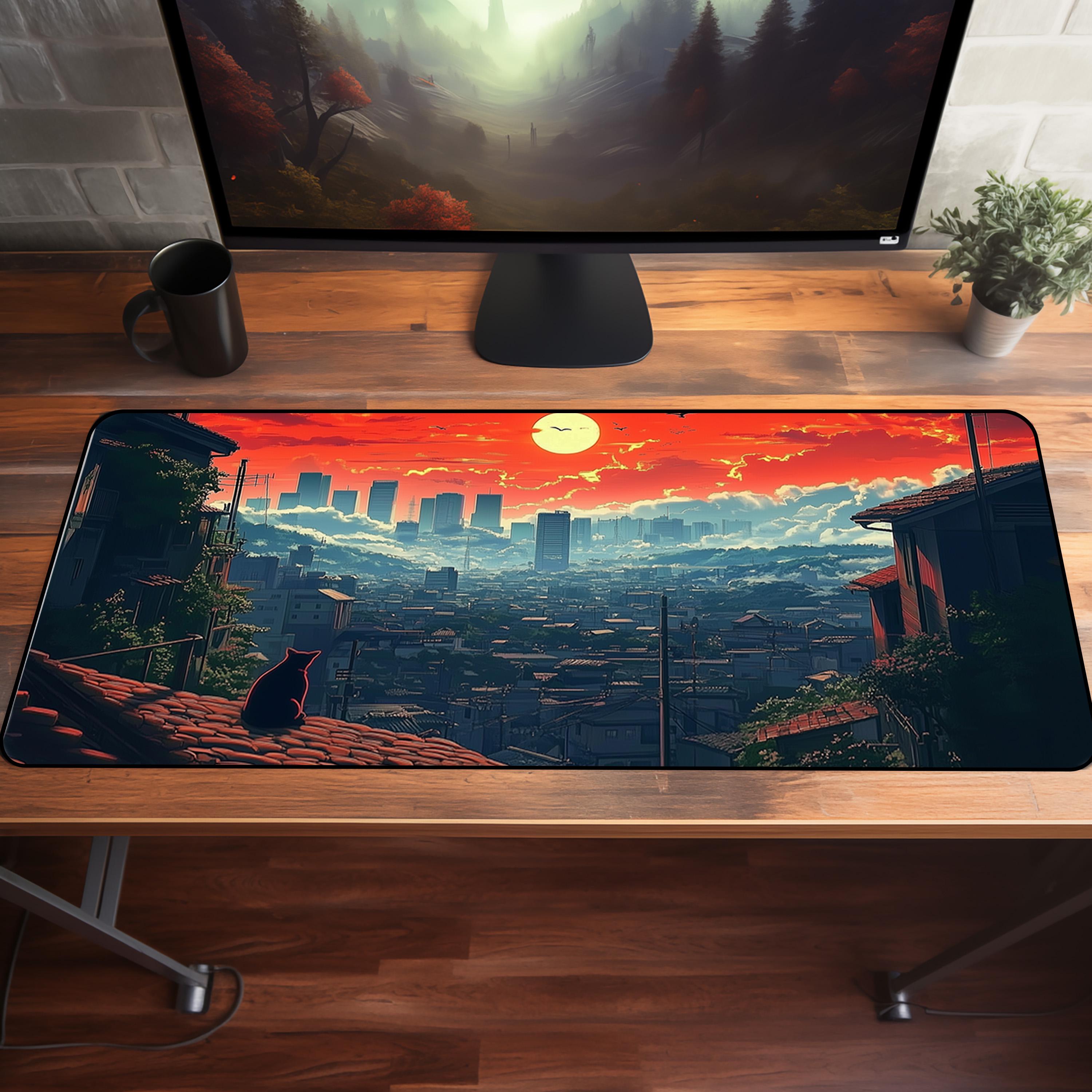 Lofi Anime Desk Mat Aesthetic | Kawaii Cottagecore | Floral Cute Gaming ...