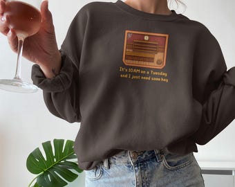 10 AM Hay Stardew Valley Sweatshirt, Cozy Gamer Clothes, Cottagecore Gift, Pixel Farm, Retro Game Tee, Gamer Girlfriend, Stardew Merch