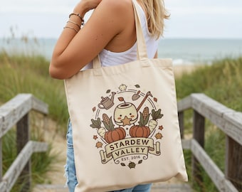 Stardew Valley-tygväska Junimo Stardrop-konst Farming Simulator-spel Mysig speltygväska Indiespel Merch Gamer Presentidé Pelican Town Farm