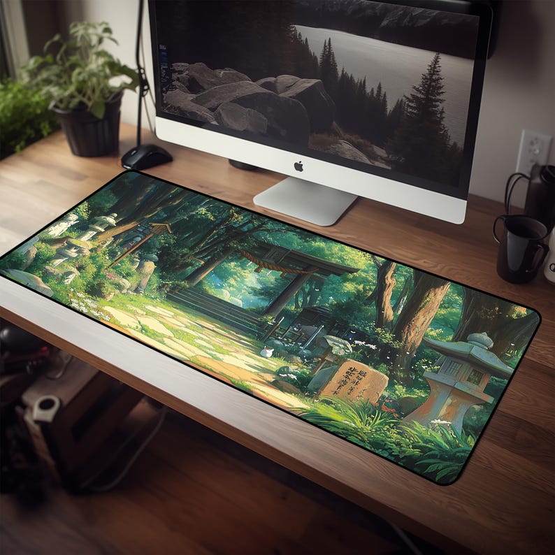 a computer desk with a computer on it