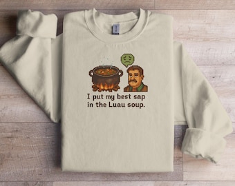 Sudadera Stardew Valley Luau, Sudadera divertida para gamers, Regalo acogedor de Stardew Valley, Juego de granja retro, Sudadera con diseño pixel art, Regalo para gamers