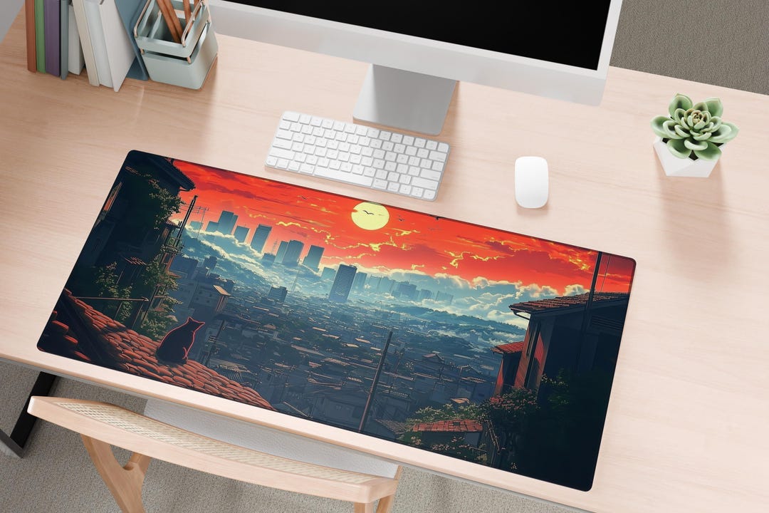 Lofi Anime Desk Mat Aesthetic | Kawaii Cottagecore | Floral Cute Gaming ...
