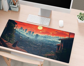 Lofi Anime Desk Mat Aesthetic | Kawaii Cottagecore | Floral Cute Gaming Lofi Ghibli Cozy Manga Office Decor Gift