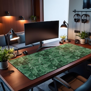 William Morris Green Leaf Large Mouse Pad Botanical Desk Mat Nature Inspired Aesthetic Office Decor Gift for Garden Lover Workspace