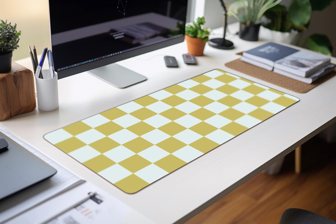 Matcha Checkered XXL Mouse Pad Large Desk Mat for Cozy Gamer Setup ...
