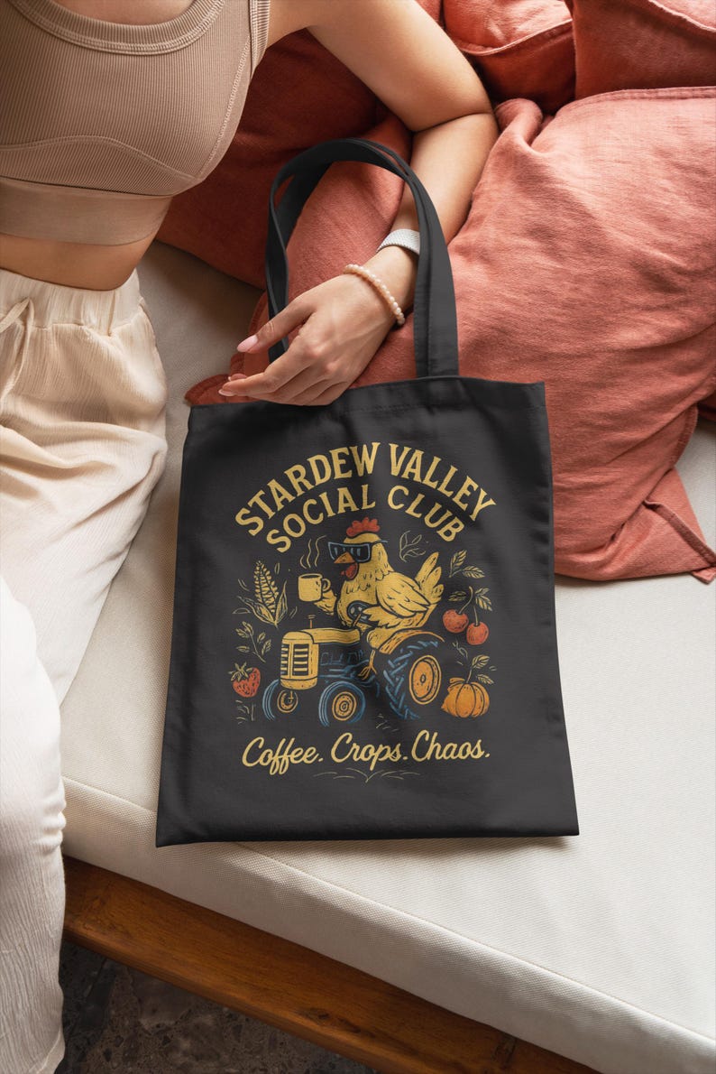 Farming Sim Merch Stardew Valley Tote Bag Stardew Chicken Farming Simulator Cozy Gaming ...