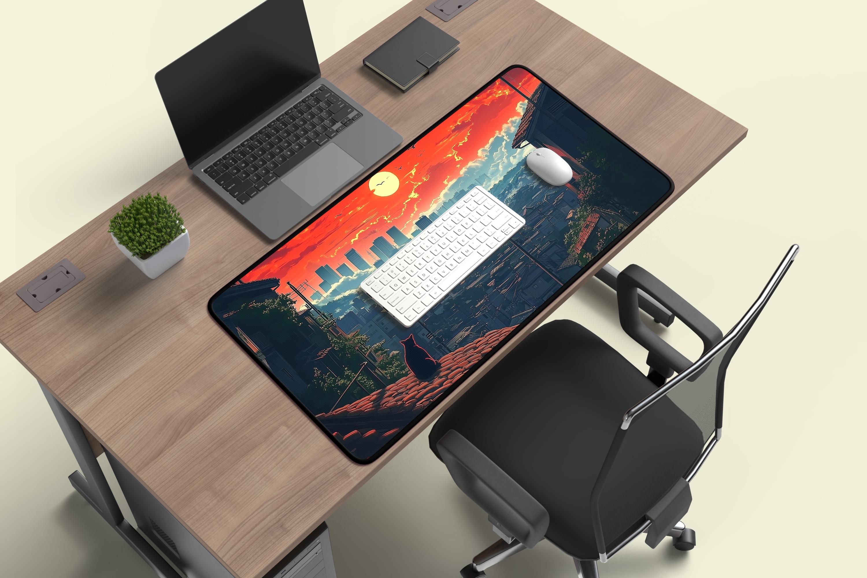 Lofi Anime Desk Mat Aesthetic | Kawaii Cottagecore | Floral Cute Gaming ...