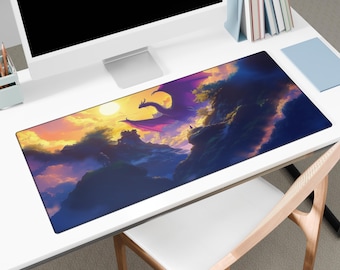 Kawaii desk mat Anime Dragon Fantasy Large Mat Vibrant Anime Gaming Pad Unique LED RGB Desk Decor Perfect Gamer Gift Office Accessory