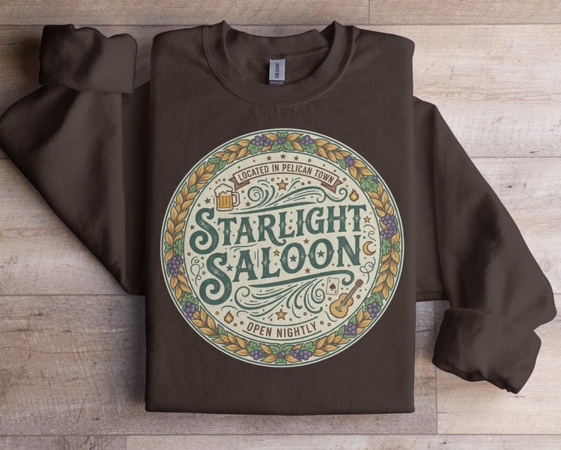 Starlight Saloon hoodie, vintage bar design sweatshirt, cozy pullover, Pelican Town graphic, casual wear, unique gift idea