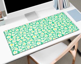 Grünes Gänseblümchen Blumen XXL Maus Unterlage Niedliche Schreibtischunterlage Kawaii Büro Dekor Kokette Ästhetische Schreibtischunterlage für die Arbeit von zu Hause oder Geschenk für Sie