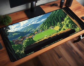 Anime Desk Mat Aesthetic Japanese Floral Cute Green Cottagecore Lofi Gaming Workspace Decor Large Desk Mat Gift for Gamers