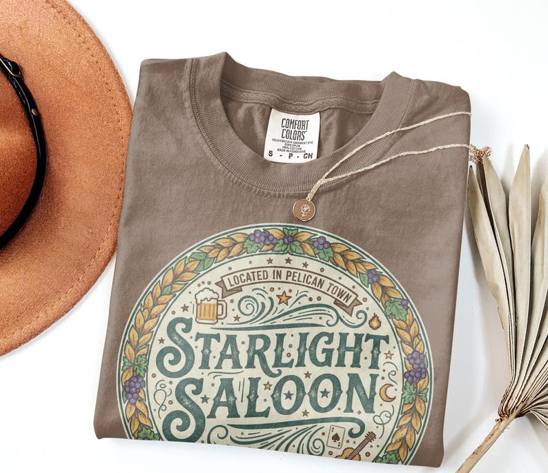Vintage Starlight Saloon T-Shirt, Located in Pelican Town Graphic Tee, Retro Unisex Shirt, Classic Saloon Design Top