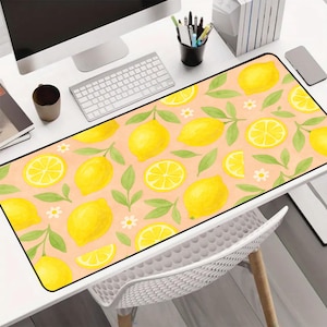 Lemon Pattern Large Mouse Pad Aesthetic Desk Mat for Summer Office Decor Cute Workspace Accessory Bright Gift for Her Desk