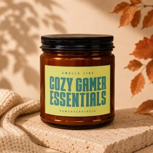 Gaming Candle Cozy Gamer Essentials funny gamer gift for him pc gamer dnd candle game night personalized gift soy candle boyfriend