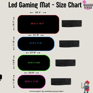 a diagram of a gaming mat size chart
