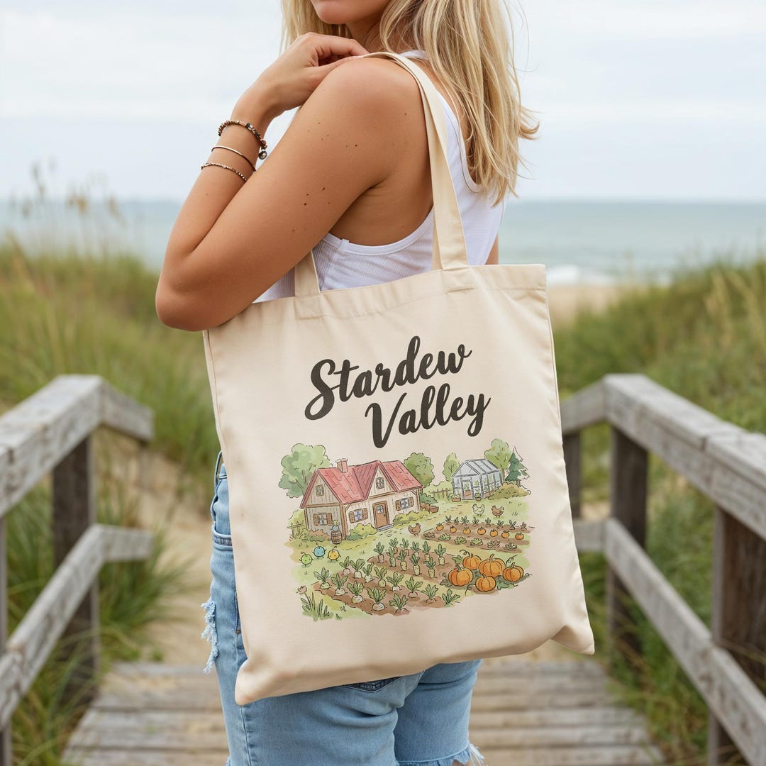 Farming Sim Merch Stardew Valley Tote Bag Cozy Gaming Indie Games Farming Simulator ...