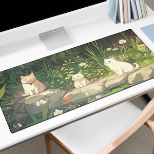 Anime Desk Mat Cute Japanese Lofi Gaming Desk Mat Floral Mouse Pad Cute Deskmat Large Gaming Setup Cottagecore Mouse Pad Decor Gift