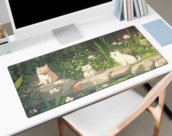 Anime Desk Mat Cute Japanese Lofi Gaming Desk Mat Floral Mouse Pad Cute Deskmat Large Gaming Setup Cottagecore Mouse Pad Decor Gift